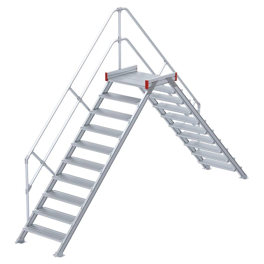 Euroline 512 Übergang 45° 1000mm Stufenbreite 2x10 Stufen Alu gerieft