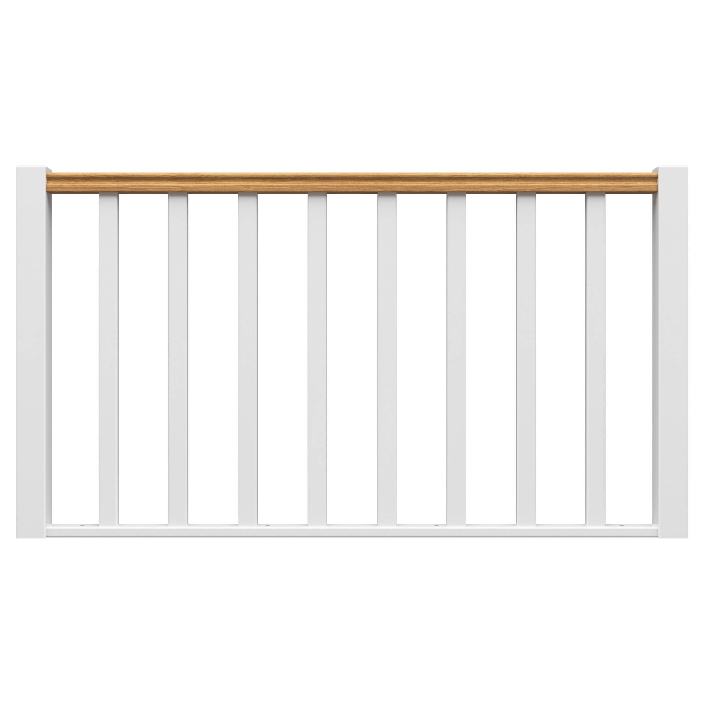 Dolle Brüstungsgeländer 1m lang aus Eiche weiß mit Rechteckstäben für Raumspartreppe Paris