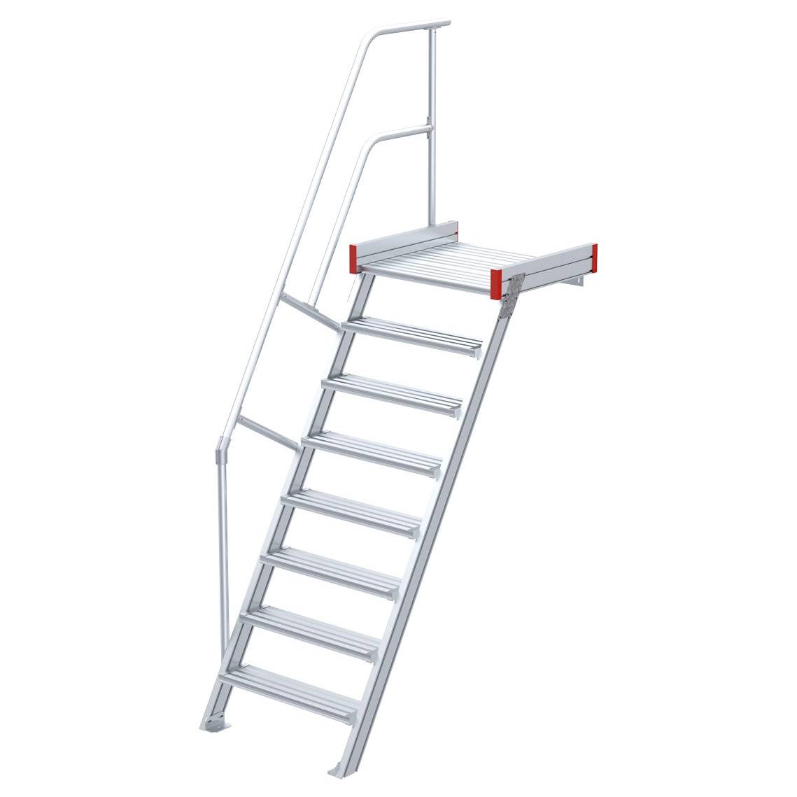 Euroline 511 Podesttreppe 60° 600mm Stufenbreite 8 Stufen Alu gerieft