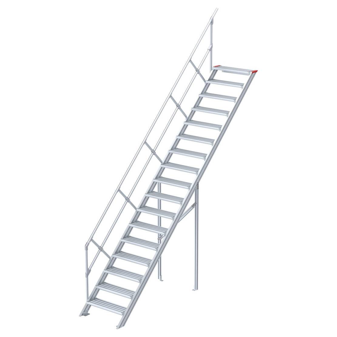 Euroline 510 Treppe 45° 800mm Stufenbreite 17 Stufen Alu gerieft