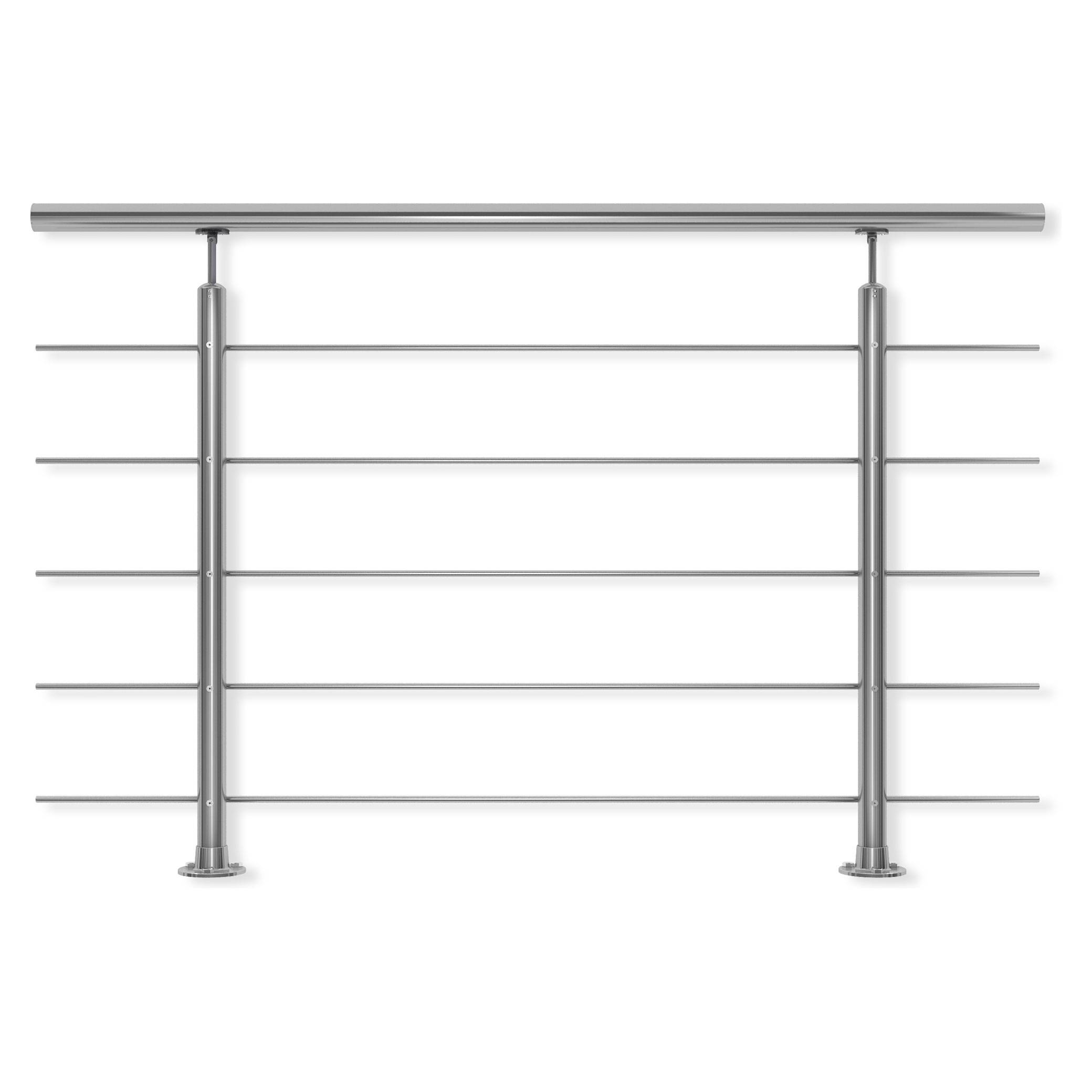 Dolle Brüstungsgeländer zur Bodenmontage Edelstahl Stäbe, Pfosten und Handlauf rund