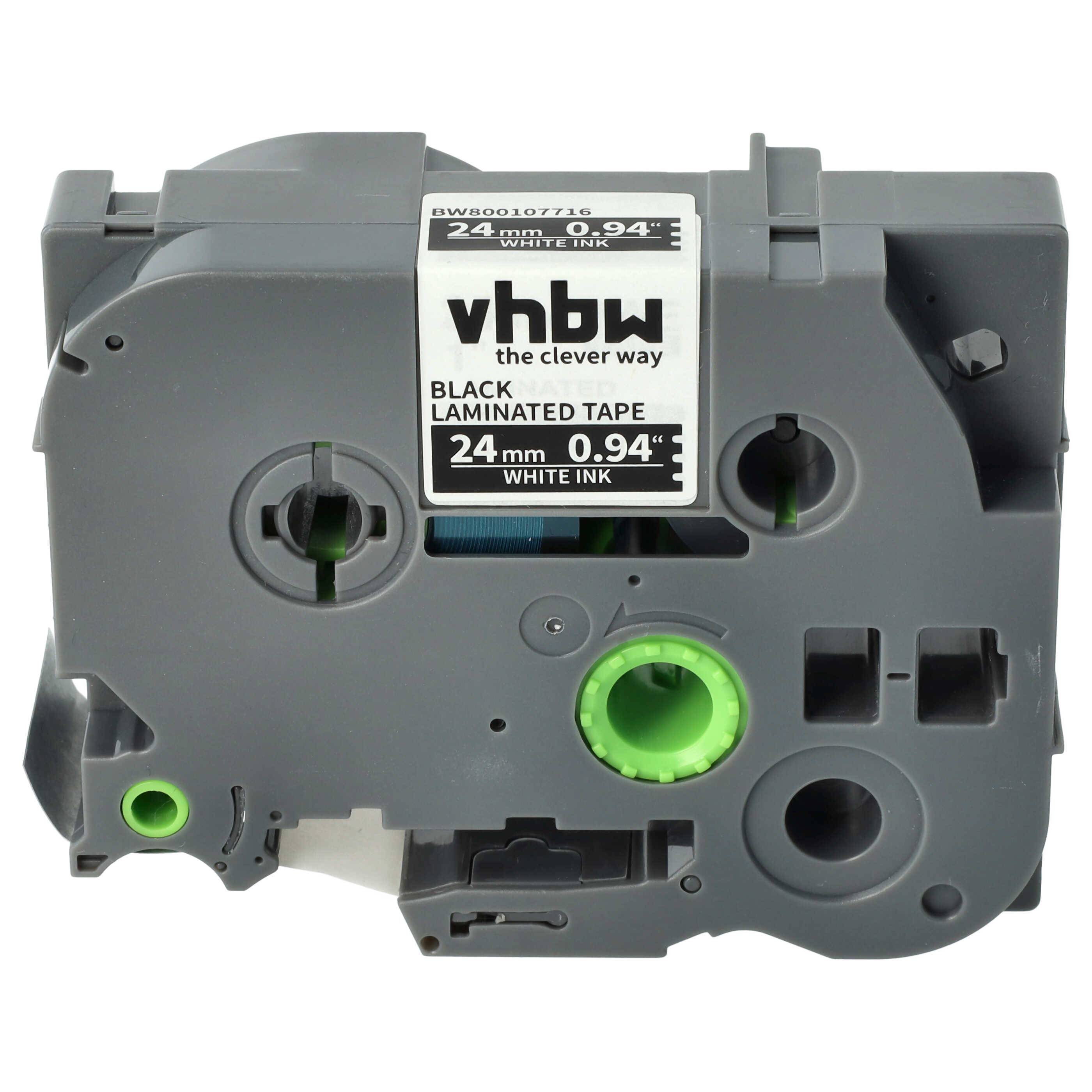 vhbw Schriftband-Kassette Ersatz für Brother TZE-355, TZ-355 für Etiketten-Drucker 8m x 24mm Weiß auf Schwarz