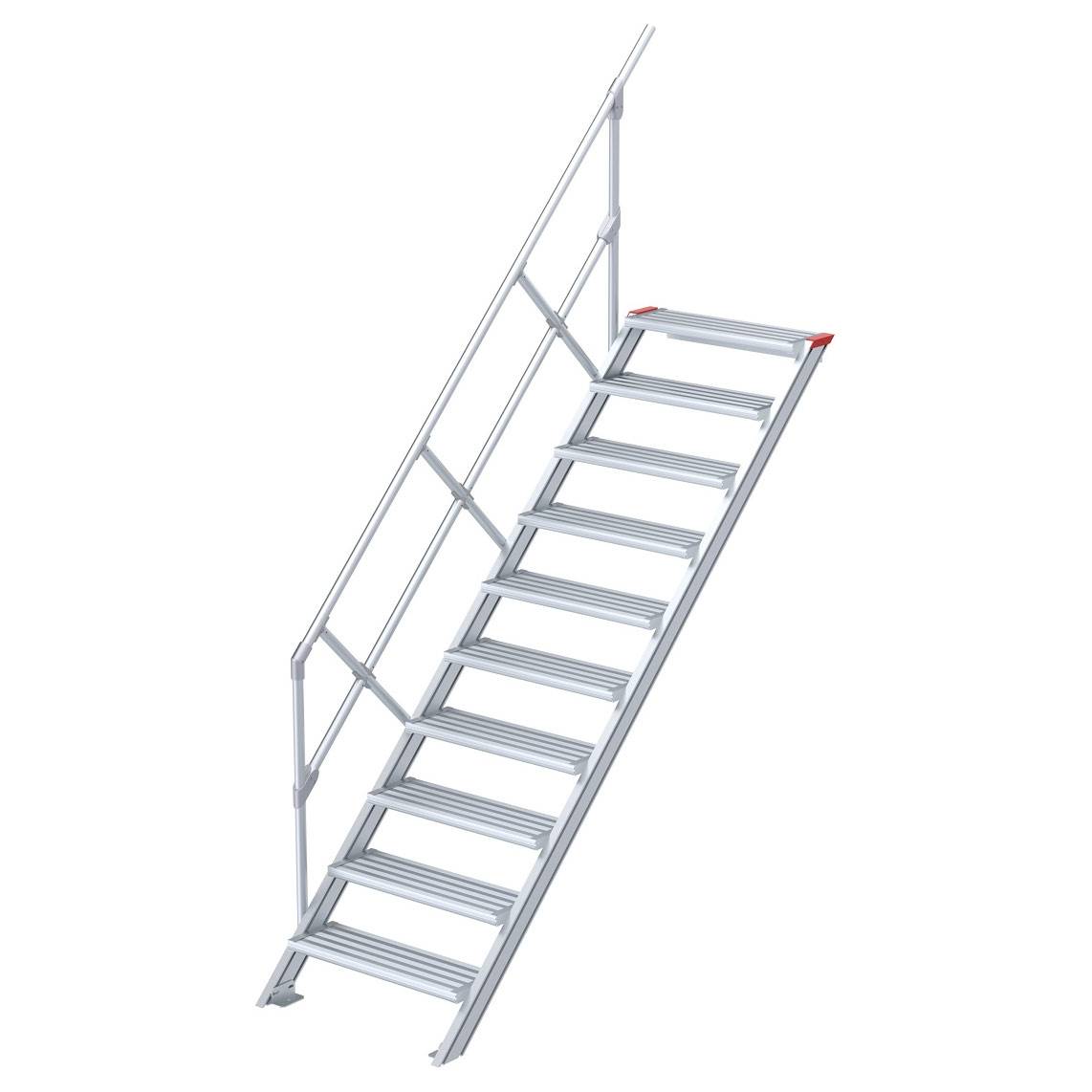 Euroline 510 Treppe 45° 1000mm Stufenbreite 10 Stufen Alu gerieft