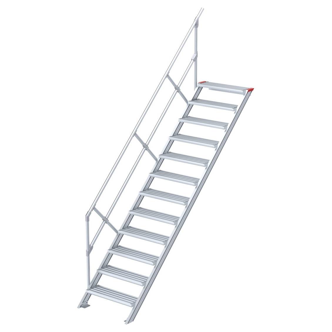 Euroline 510 Treppe 45° 800mm Stufenbreite 12 Stufen Alu gerieft