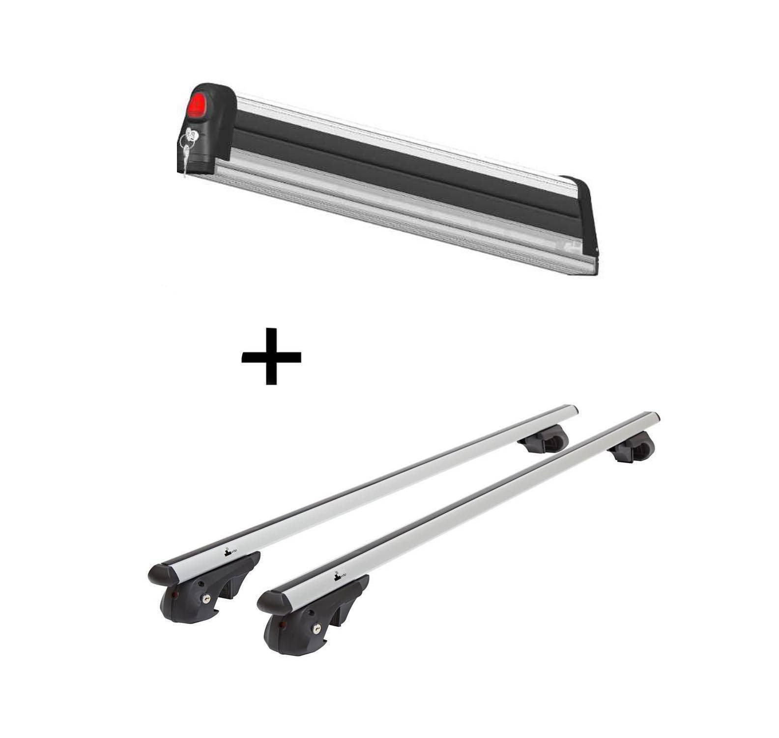 Skiträger VDP Trivor 5 Slide + Relingträger VDP004 XL kompatibel mit für VW Touareg ab 2010