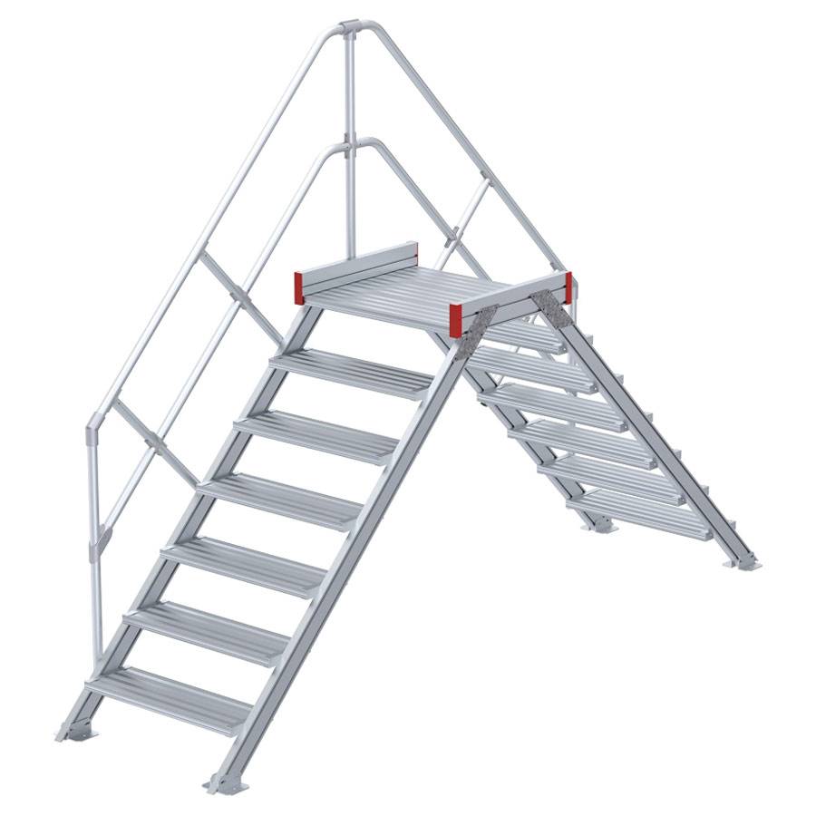 Euroline 512 Übergang 45° 600mm Stufenbreite 2x7 Stufen Alu gerieft