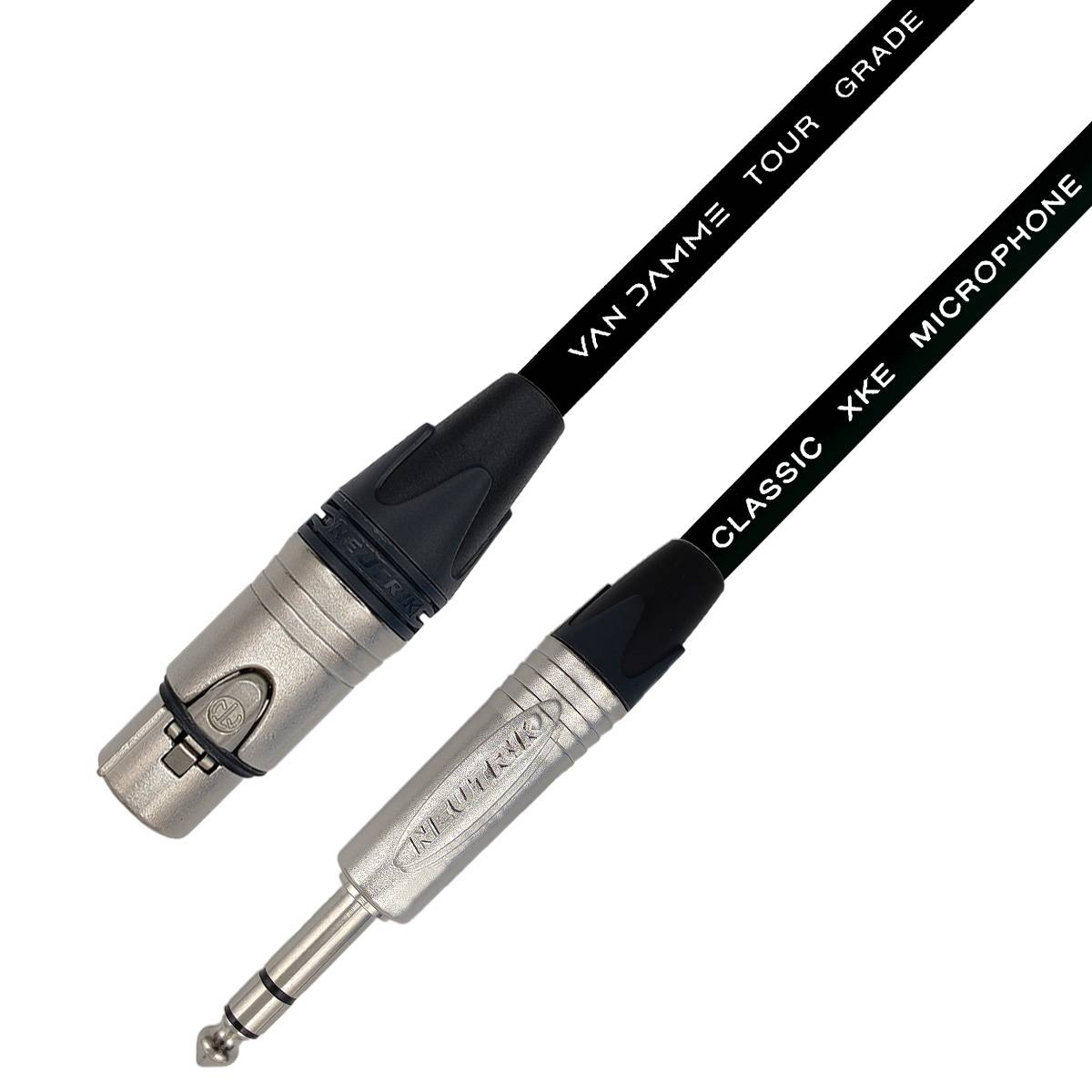 Van Damme XKE Microphone Mikrofonkabel/ Patchkabel (Neutrik XLR-f / TRS) 0.25m Schwarz