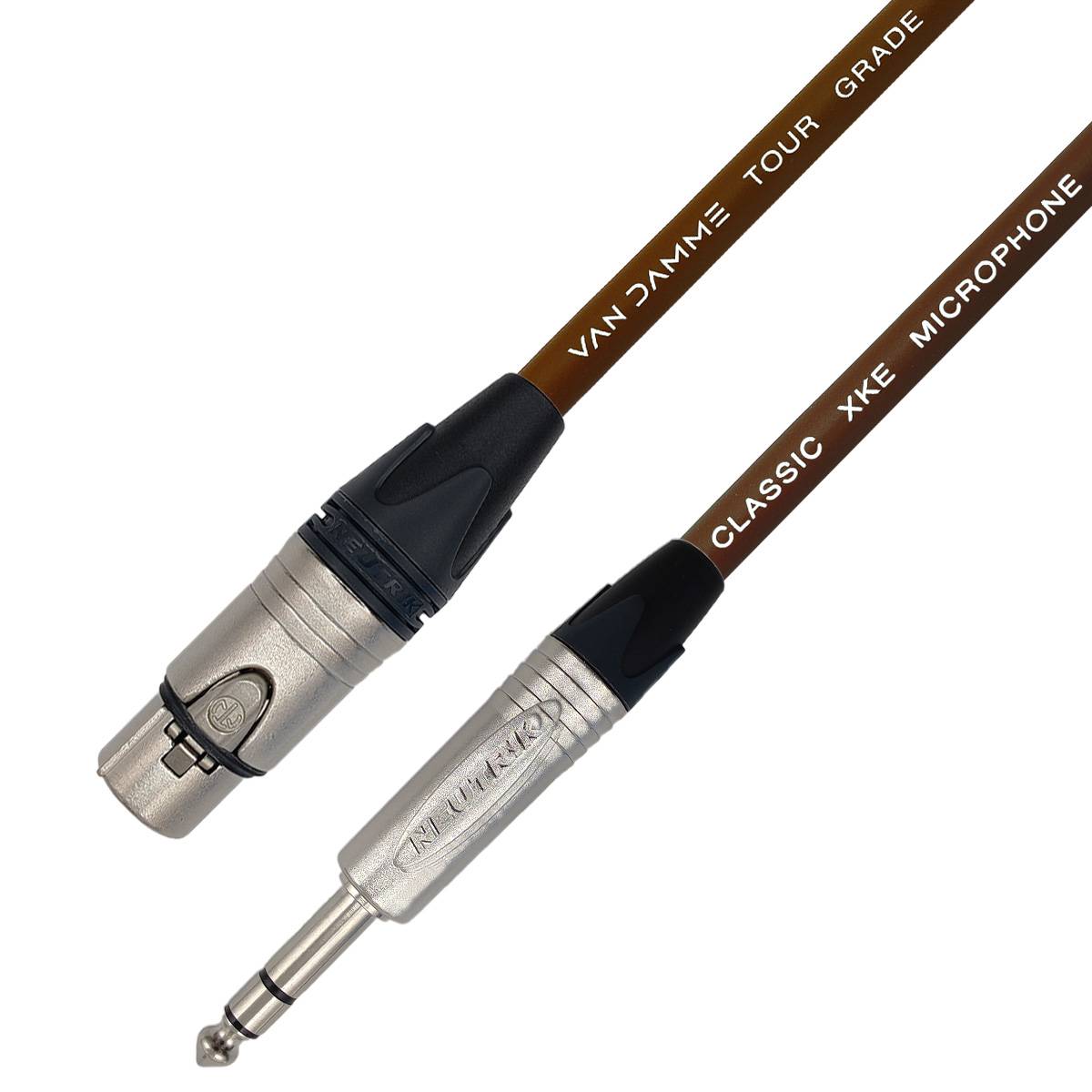 Van Damme XKE Microphone Mikrofonkabel/ Patchkabel (Neutrik XLR-f / TRS) 2m Braun