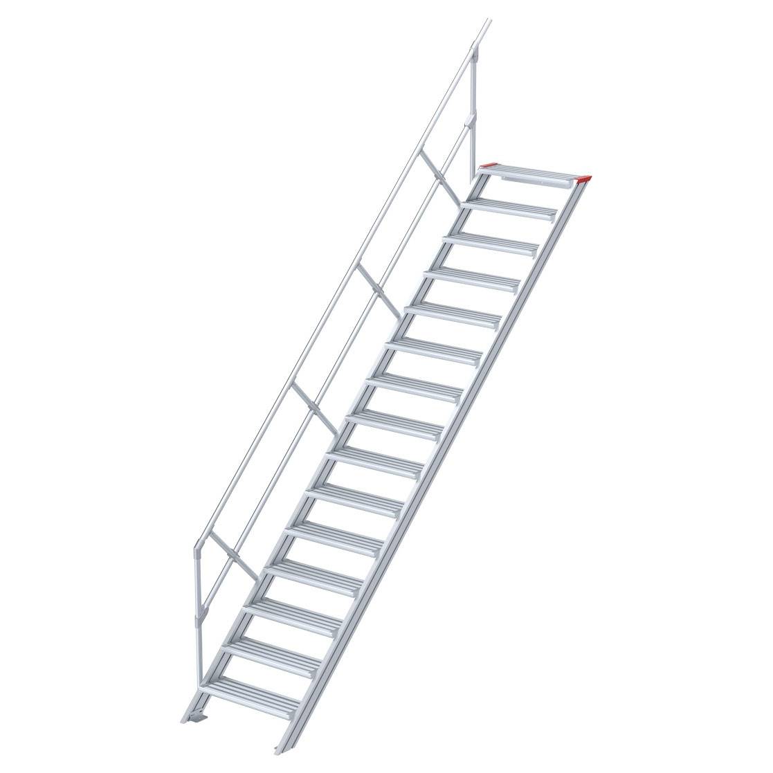 Euroline 510 Treppe 45° 800mm Stufenbreite 15 Stufen Alu gerieft