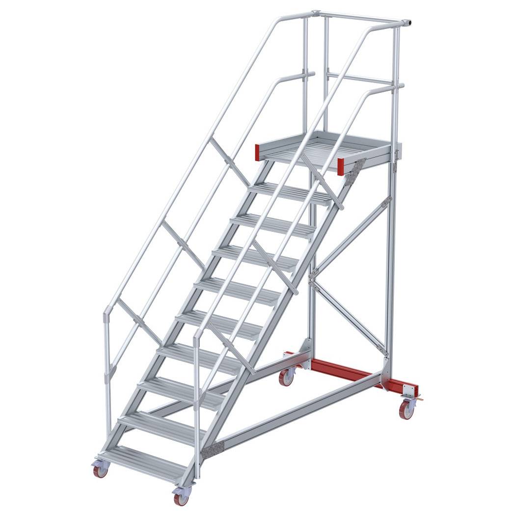Euroline 513 Wartungsbühne 45° 1000mm Stufenbreite 10 Stufen Alu gerieft