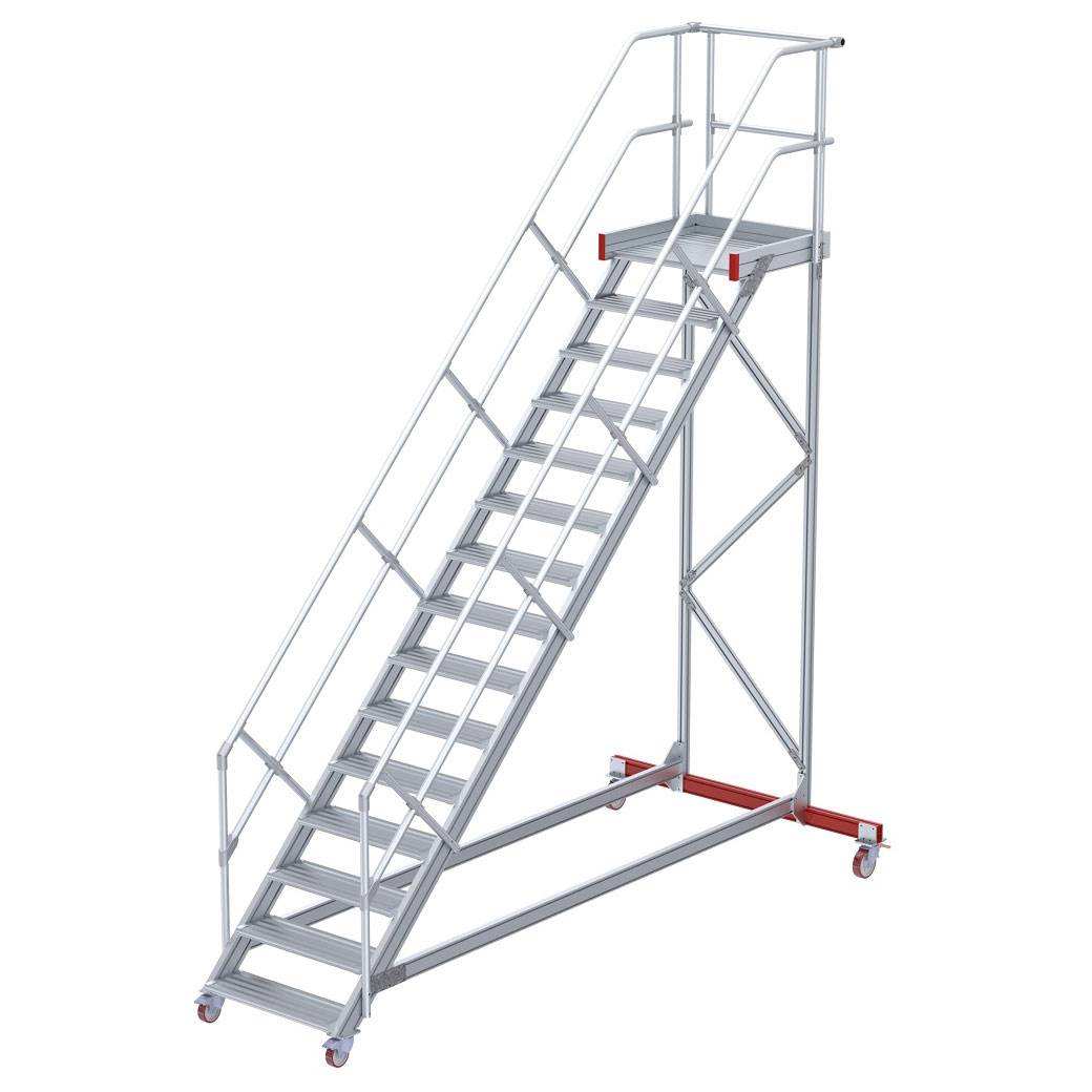 Euroline 513 Wartungsbühne 45° 800mm Stufenbreite 15 Stufen Alu gerieft