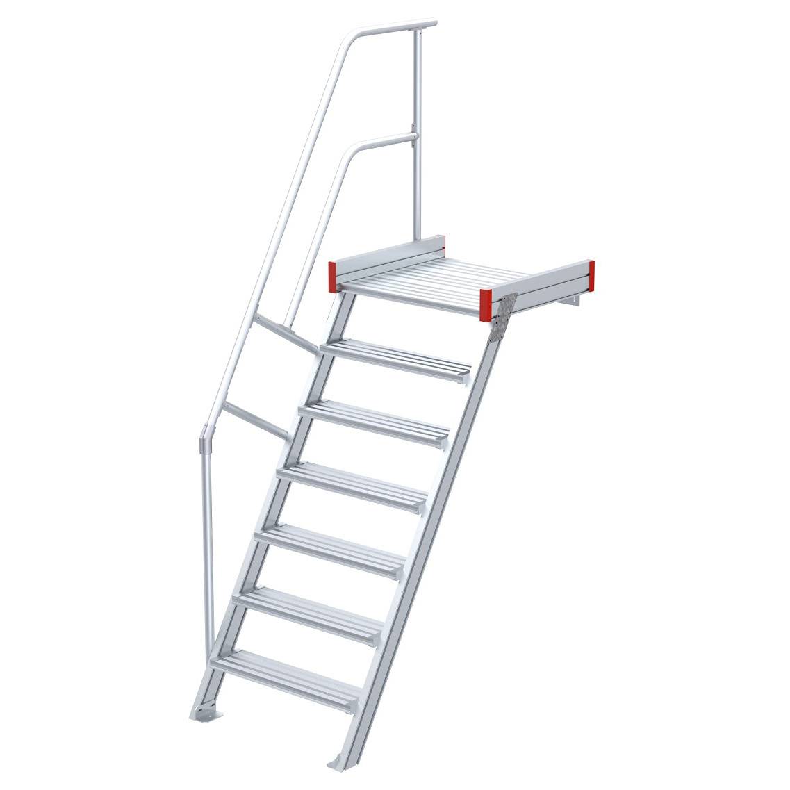 Euroline 511 Podesttreppe 60° 600mm Stufenbreite 7 Stufen Alu gerieft