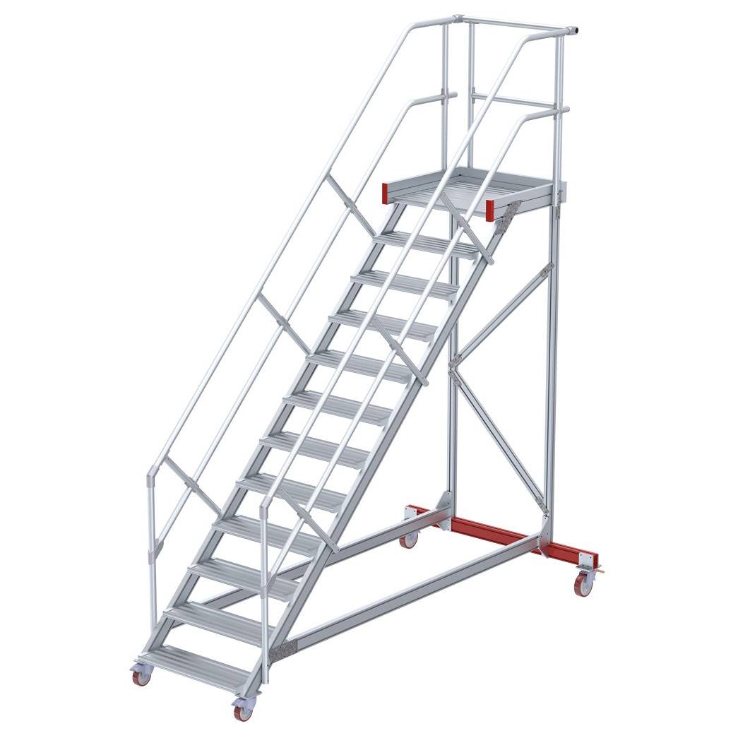Euroline 513 Wartungsbühne 45° 1000mm Stufenbreite 12 Stufen Alu gerieft