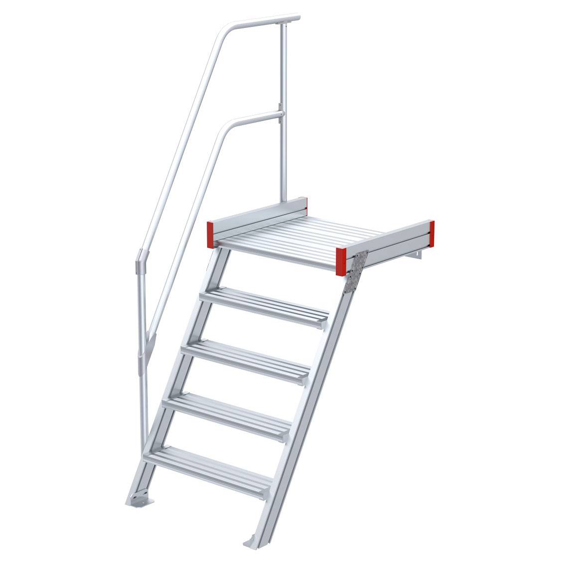 Euroline 511 Podesttreppe 60° 600mm Stufenbreite 5 Stufen Alu gerieft