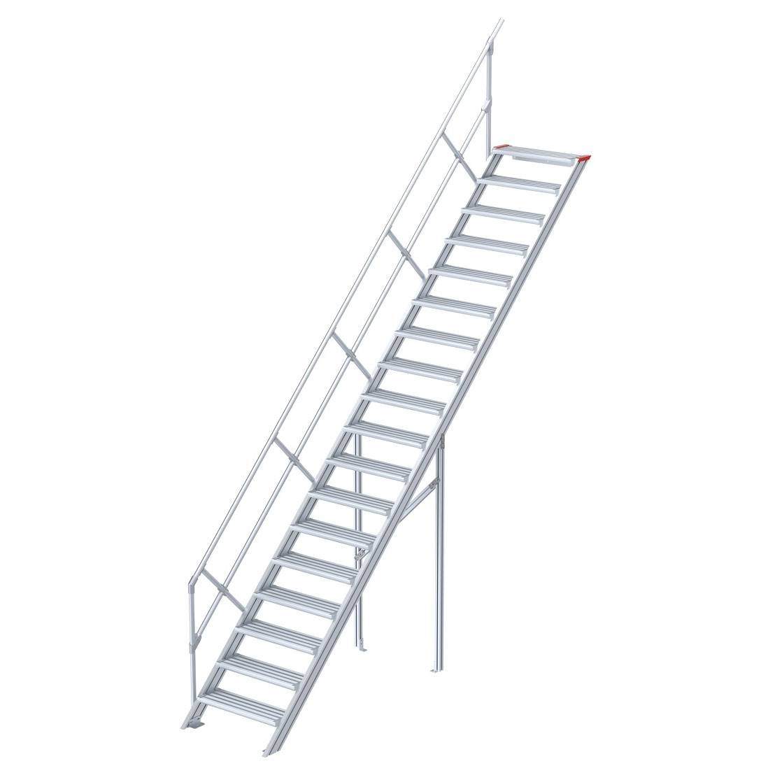 Euroline 510 Treppe 45° 800mm Stufenbreite 18 Stufen Alu gerieft