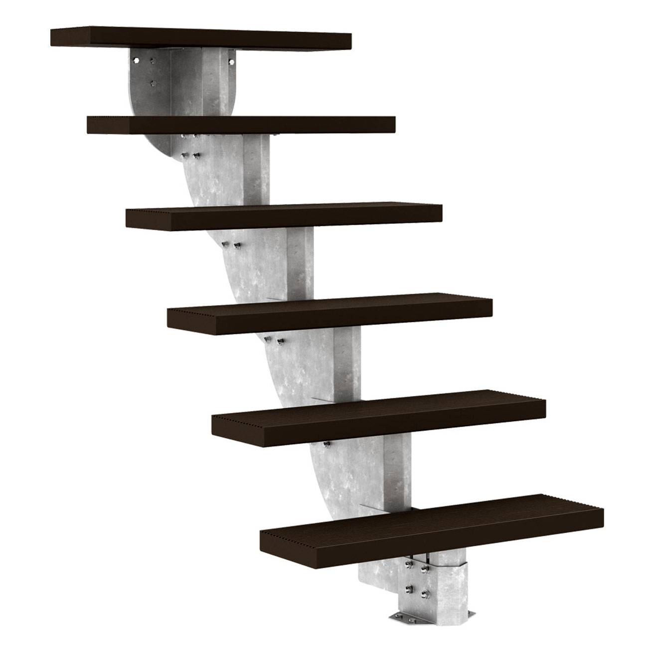 Dolle Außentreppe Gardenstep 80cm breit 6 Stufen Trimax dunkelbraun 111-135cm Steigungshöhe ohne Geländer