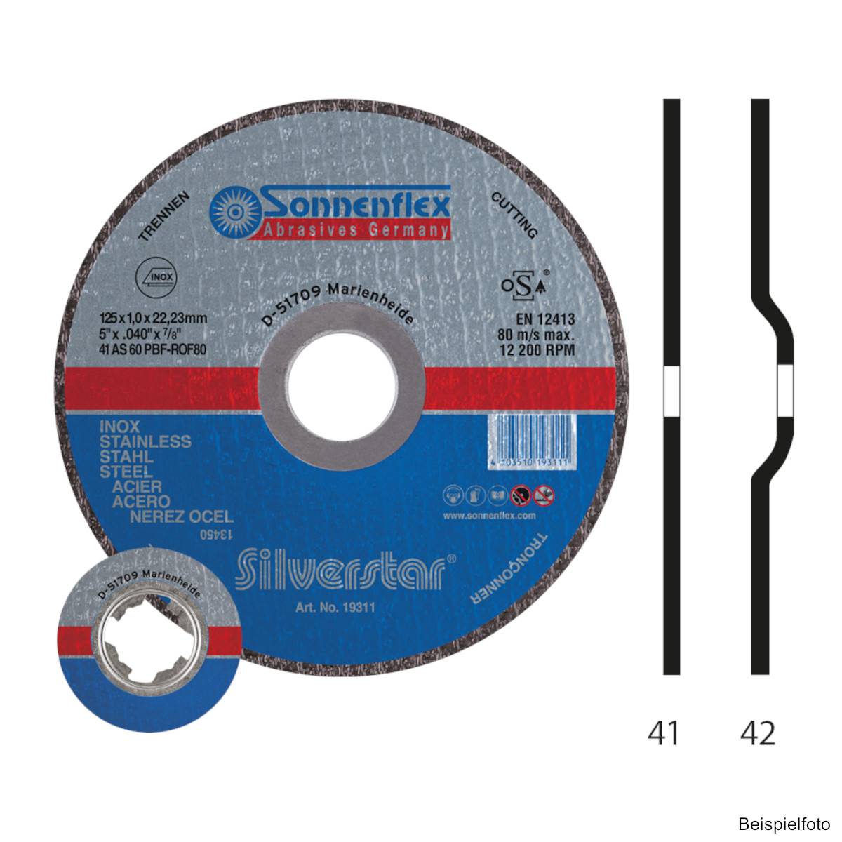 Sonnenflex Silverstar - für Edelstahl 230 x 1,9 x 22,23, Form 42 (AS 40 P BF)