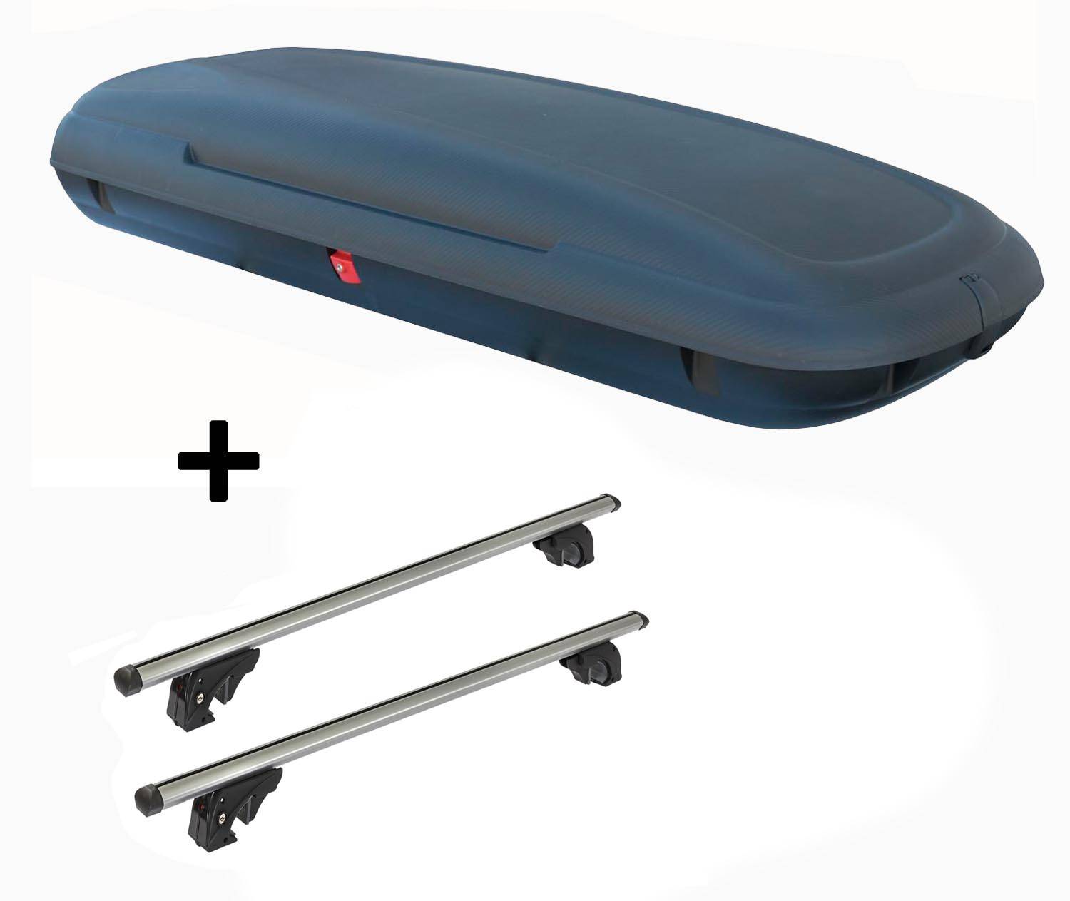 Dachbox VDPCA480 480Ltr carbonlook + Dachträger/Relingträger VDP LION1 kompatibel mit für Subaru Legacy Station Wagon (5 Türer) 93-98