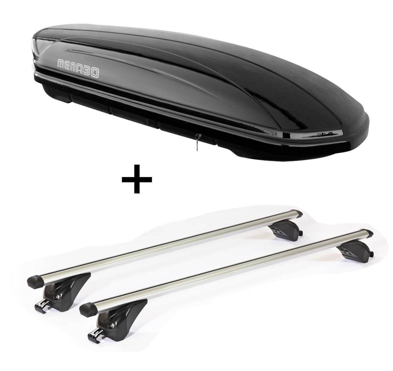 Dachbox MAA 400 Liter + Dachträger KING 2 120 cm kompatibel mit für Audi Q5 (8R) (5 Türer) 8-14