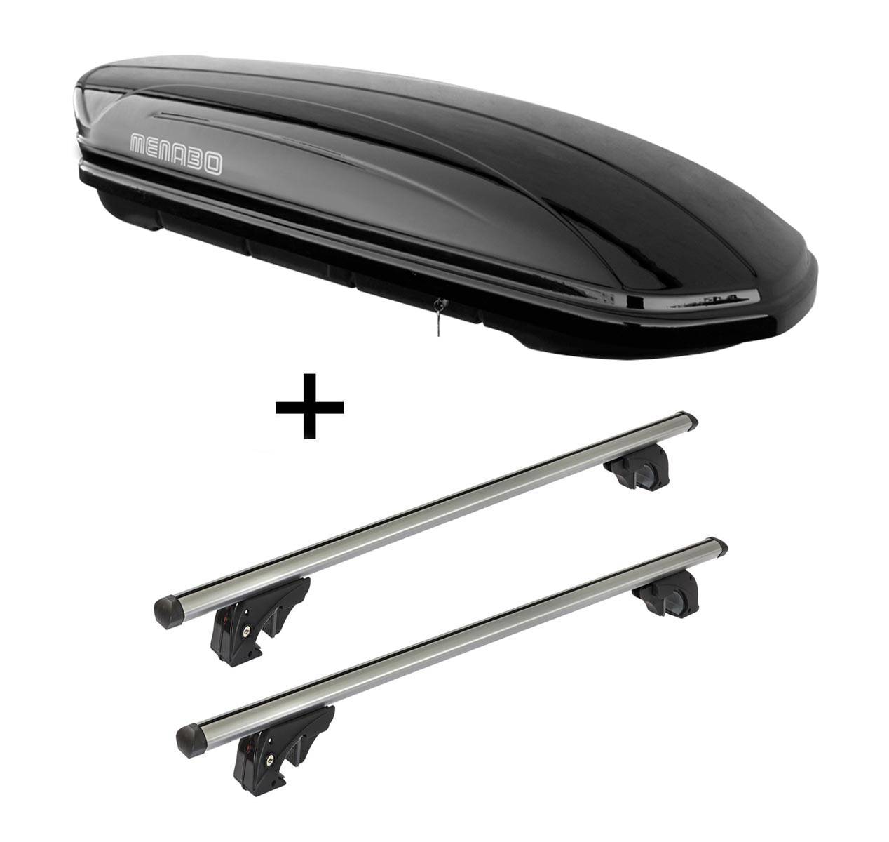 Dachbox MAA 400 Liter + Dachträger VDPLION1 kompatibel mit für Audi A4 (B6/8E/8H) Avant (5 Türer) 00-04