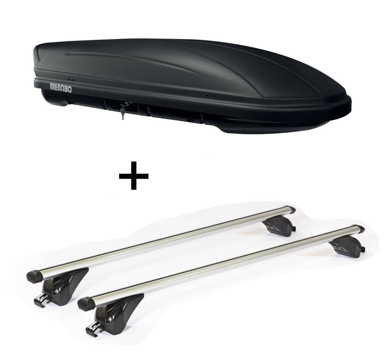 Dachbox MAA 400 Liter matt + Dachträger KING 2 120 cm kompatibel mit für Audi A6 (4G/C7) Allroad (5 Türer) 12-14