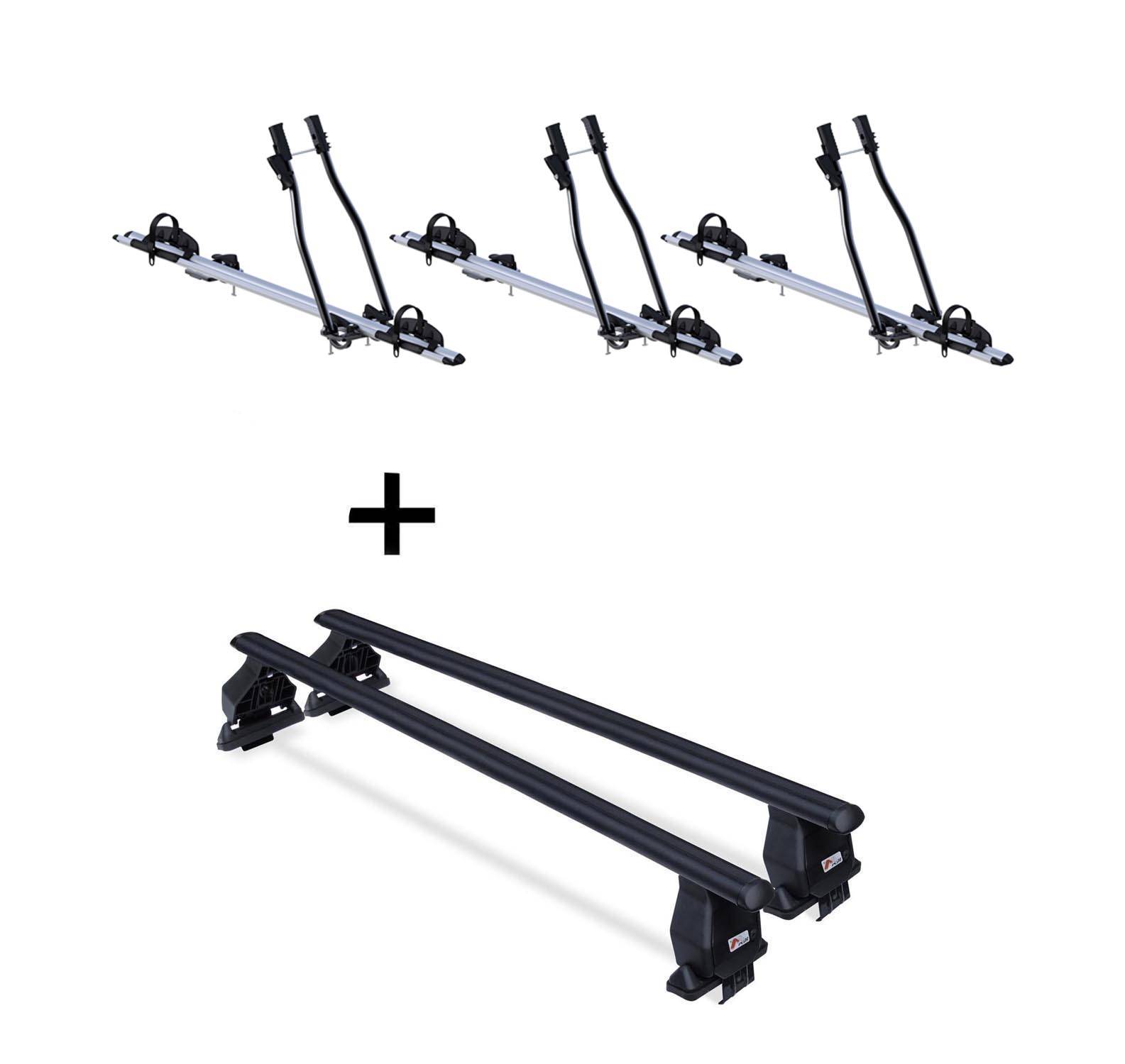 3xFahrradträger SAGITTAR + Dachträger Menabo Tema Stahl kompatibel mit für VW für VW Passat B6 (4 Türer) 2005-2010