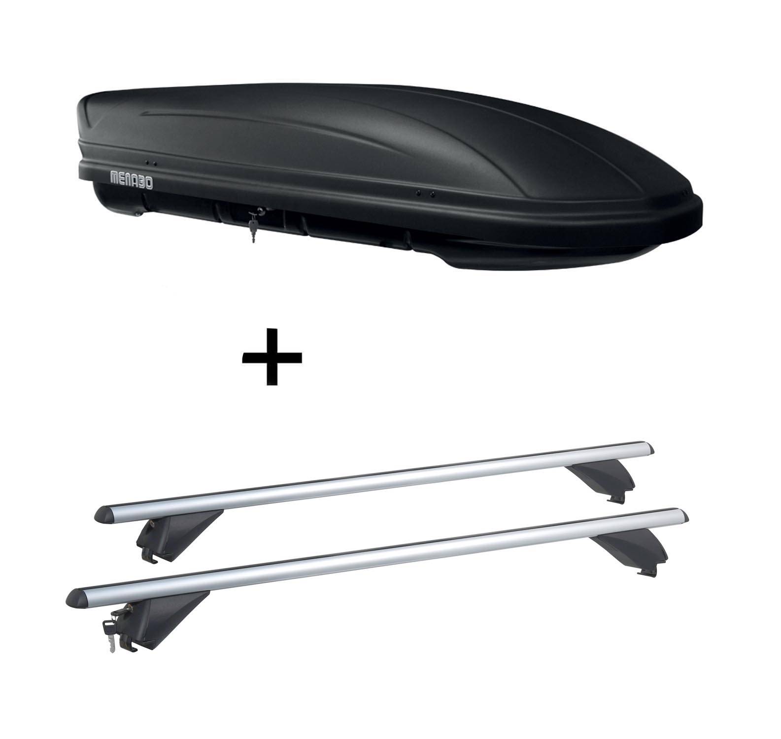 Dachbox MAA 400 Liter matt + Alu Dachträger RB003 kompatibel mit für Hyundai Santa Fe (5Türer) ab 2013