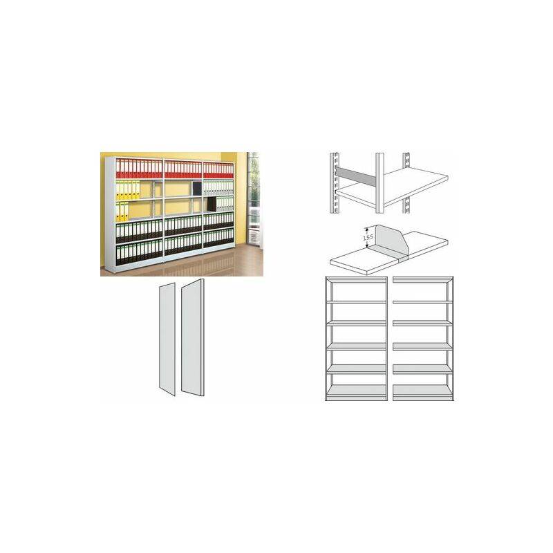 Seiten-Endwand für Büro-Regal Progress 500 TxH 40x190cm lichtgrau