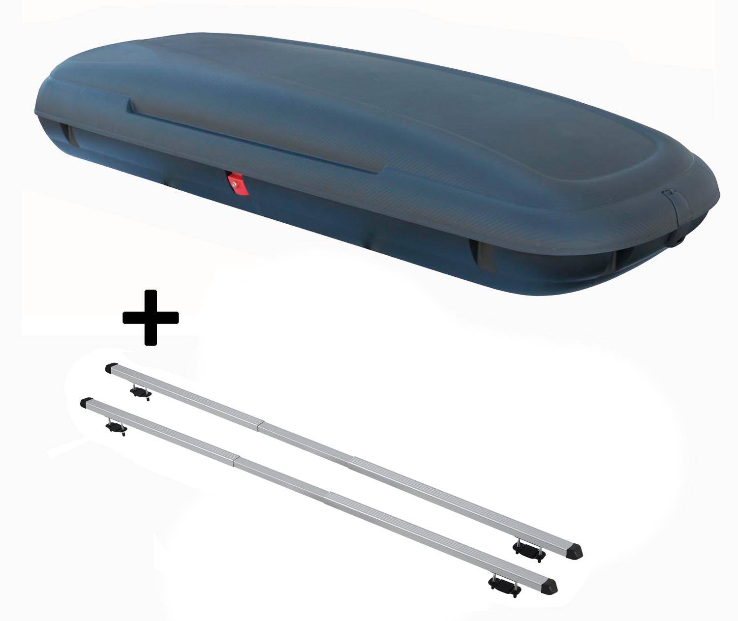 Dachbox VDPCA480 480Ltr carbonlook + Dachträger RAPID kompatibel mit für Seat Alhambra I (5Türer) 96-00