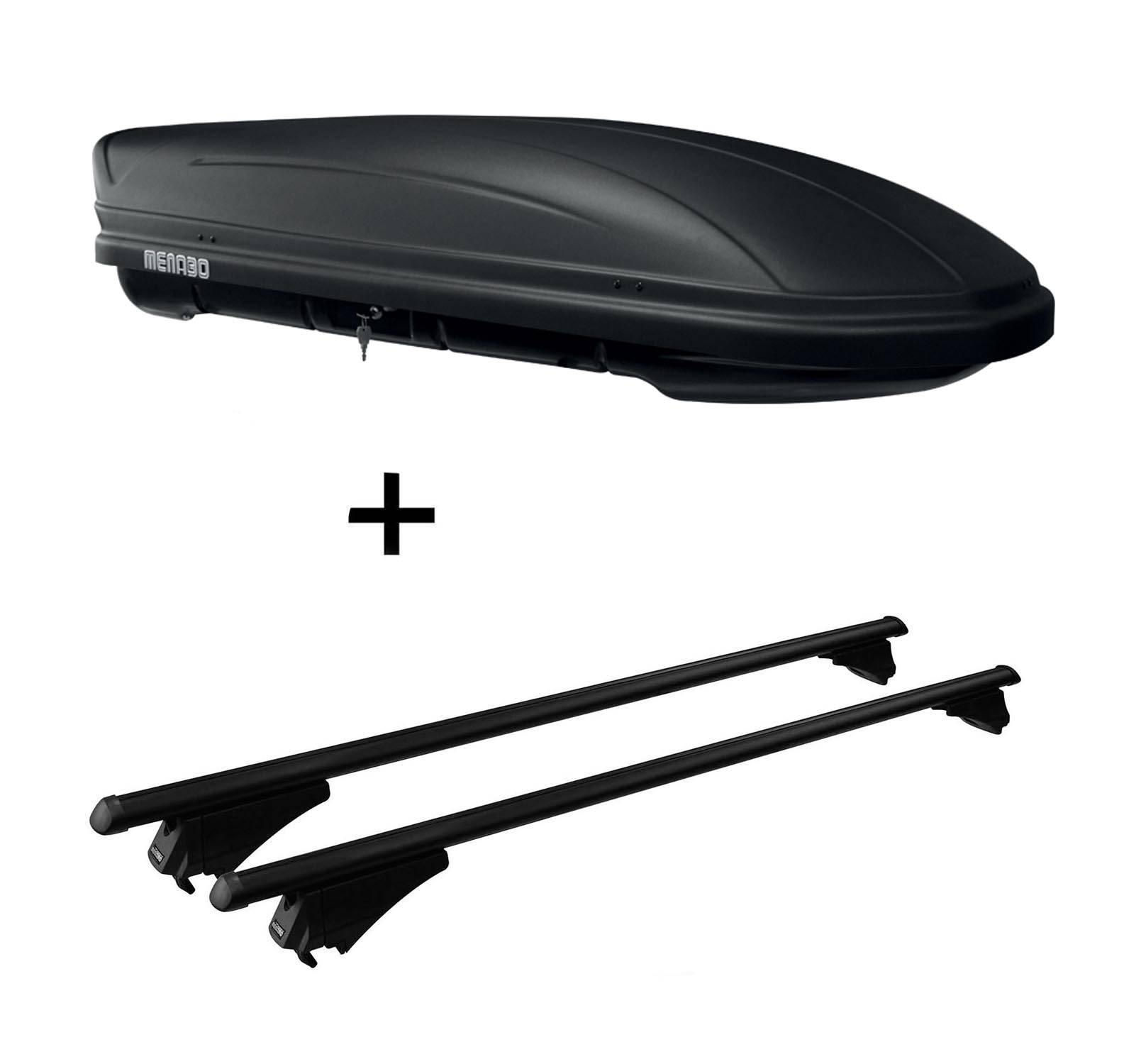 Dachbox MAA 400 Liter matt + Relingträger Tiger Alu XL kompatibel mit für BMW X3 F25 ab 10