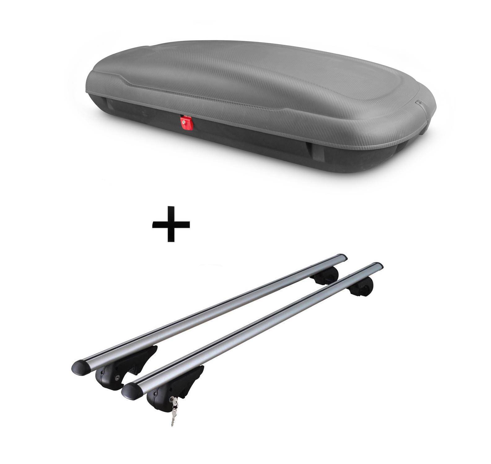 Dachbox VDP-BA400 + Dachträger Rio 120 kompatibel mit für Seat Exeo ST (Kombi) 2009-2013