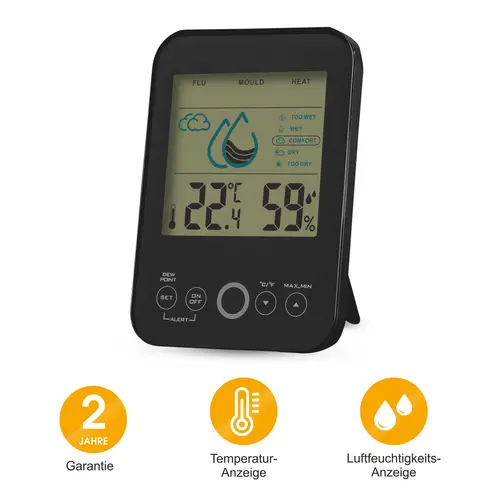 Miraval Raumklimastation Schimmelwarner 5 Stufen Lüftungsempfehlung Hygrometer Temperaturstation Miraval Raumklimastation Schimmelwarner 5 Stufen Lüftungsempfehlung Hygrometer Temperaturstation