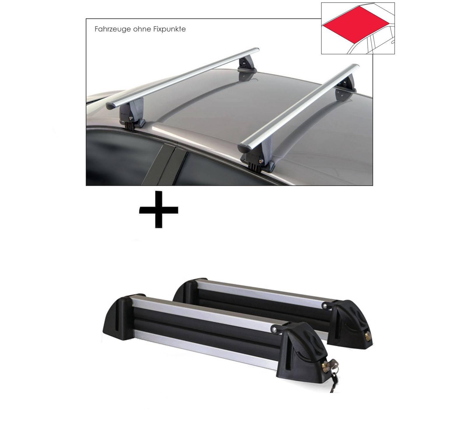 Skiträger Alu 4 Paar Ski + Dachträger VDP Delta kompatibel mit für Alfa Romeo 147 (5 Türer) 2000-2010