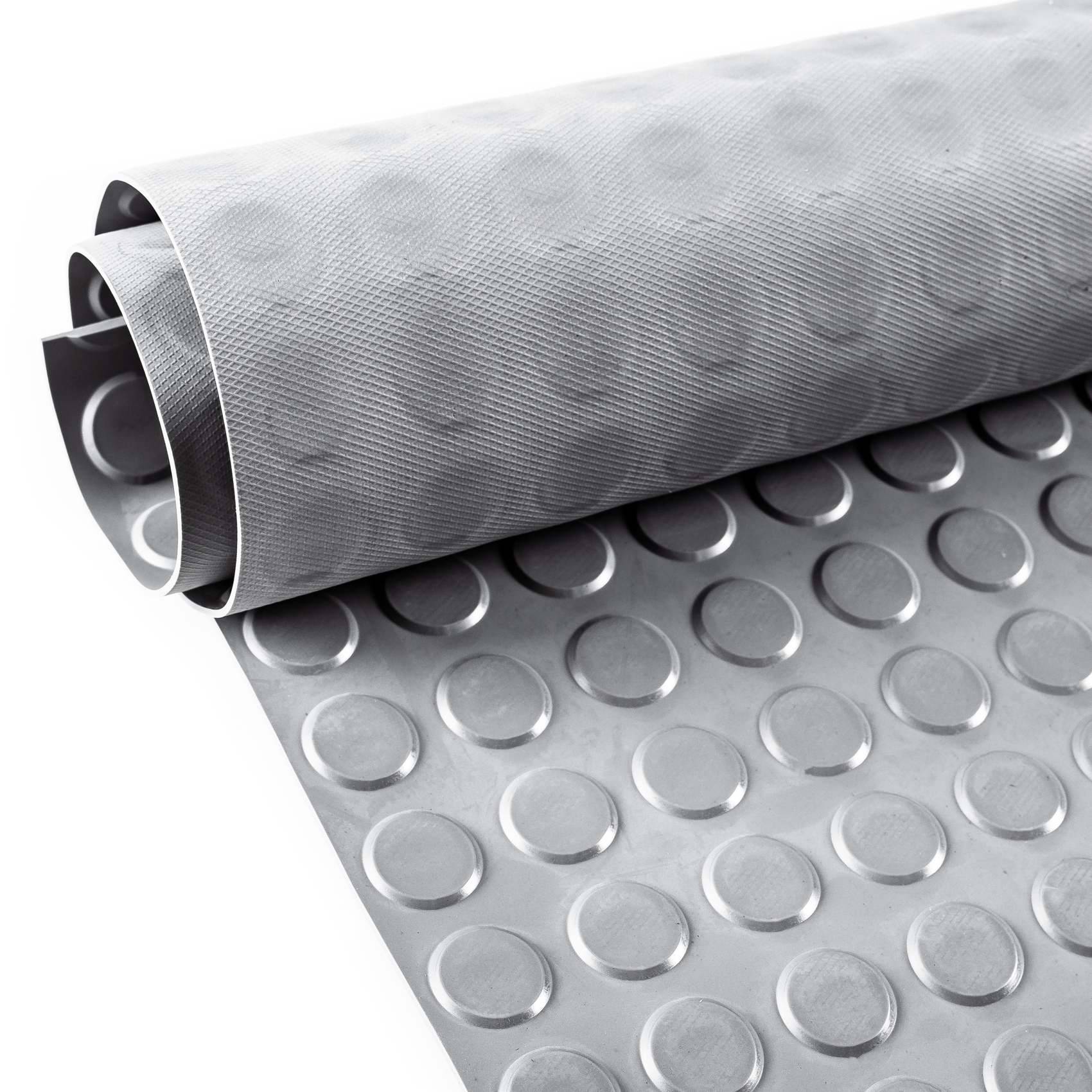 Gummi Antirutsch Premium TPE Geruchsarm Bodenbelag Noppen Muster Grau 3mm Stark 100 cm Breite 360 cm Länge