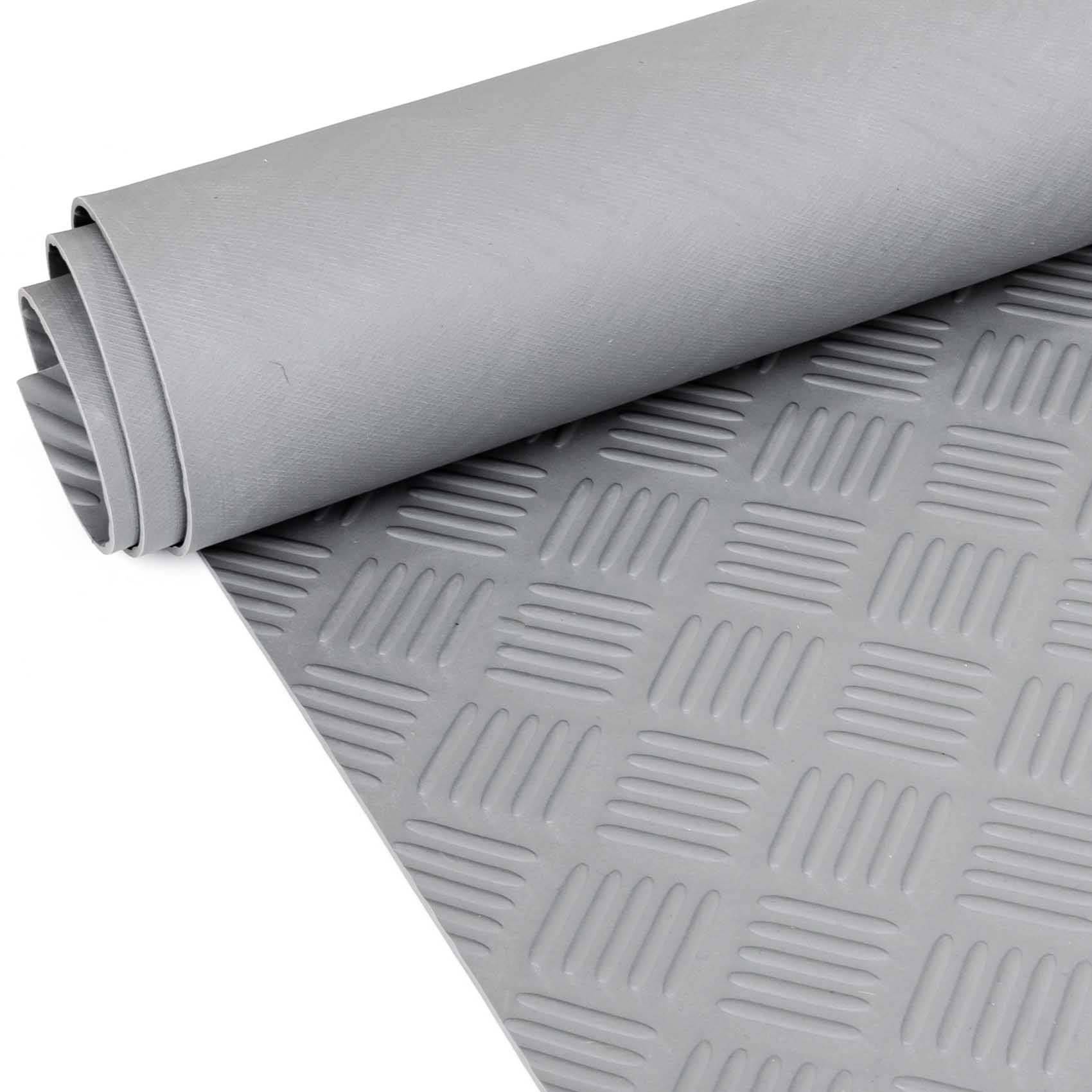 Gummi Antirutsch Premium TPE Geruchsarm Bodenbelag Riffelblechoptik Grau 3mm Stark 100 cm Breite 210 cm Länge