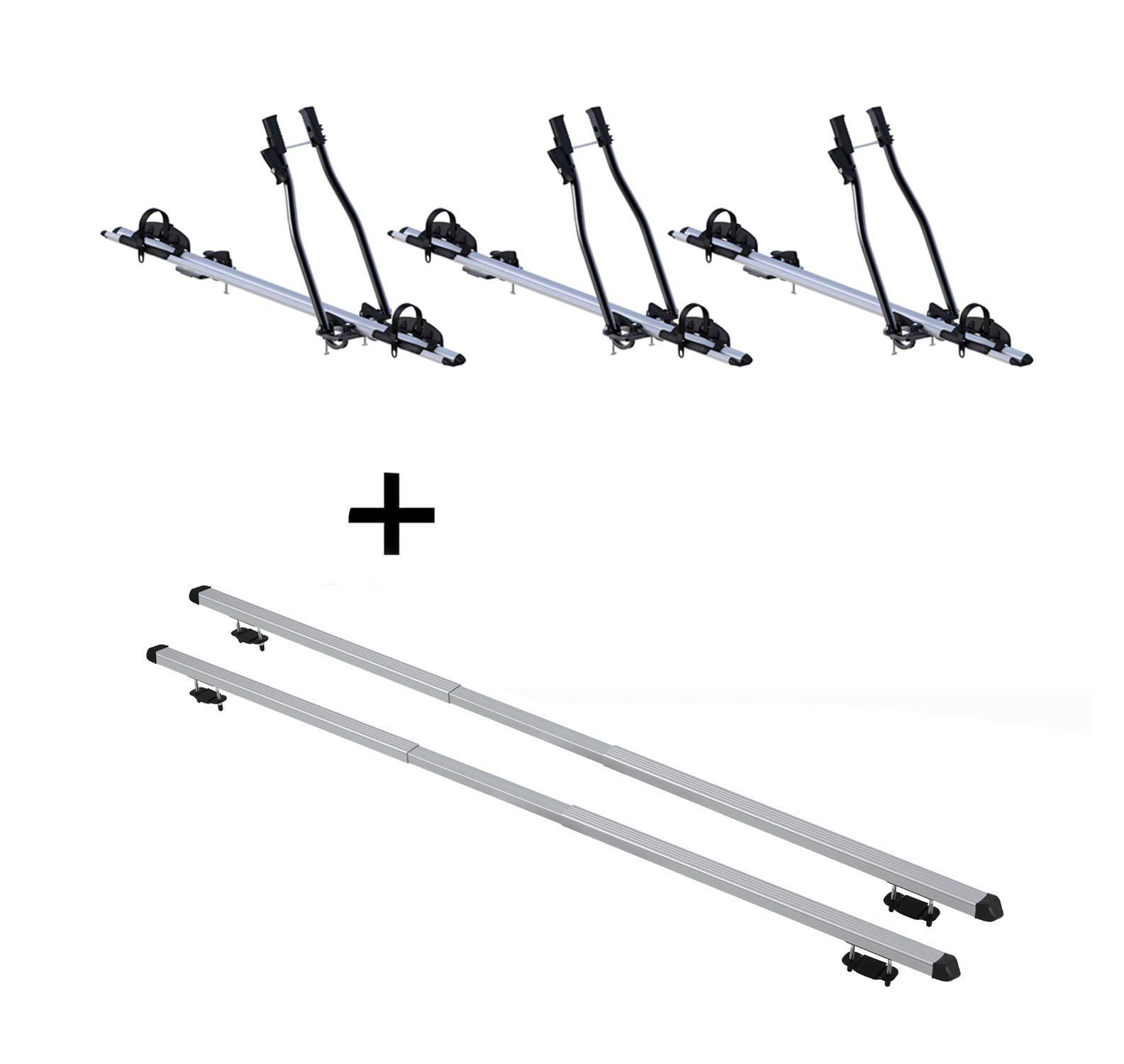 3x Fahrradträger SAGITTAR + Dachträger RAPID kompatibel mit für Kia Clarus (5Türer) 95-01