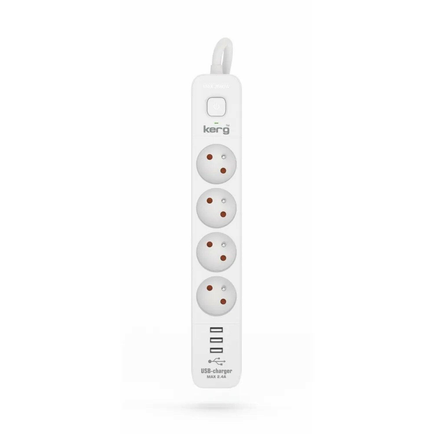 4-fach Steckdosenleiste + 3xUSB A ; 3 Meter; 3×1,5mm² H05VV-F 16A/250V