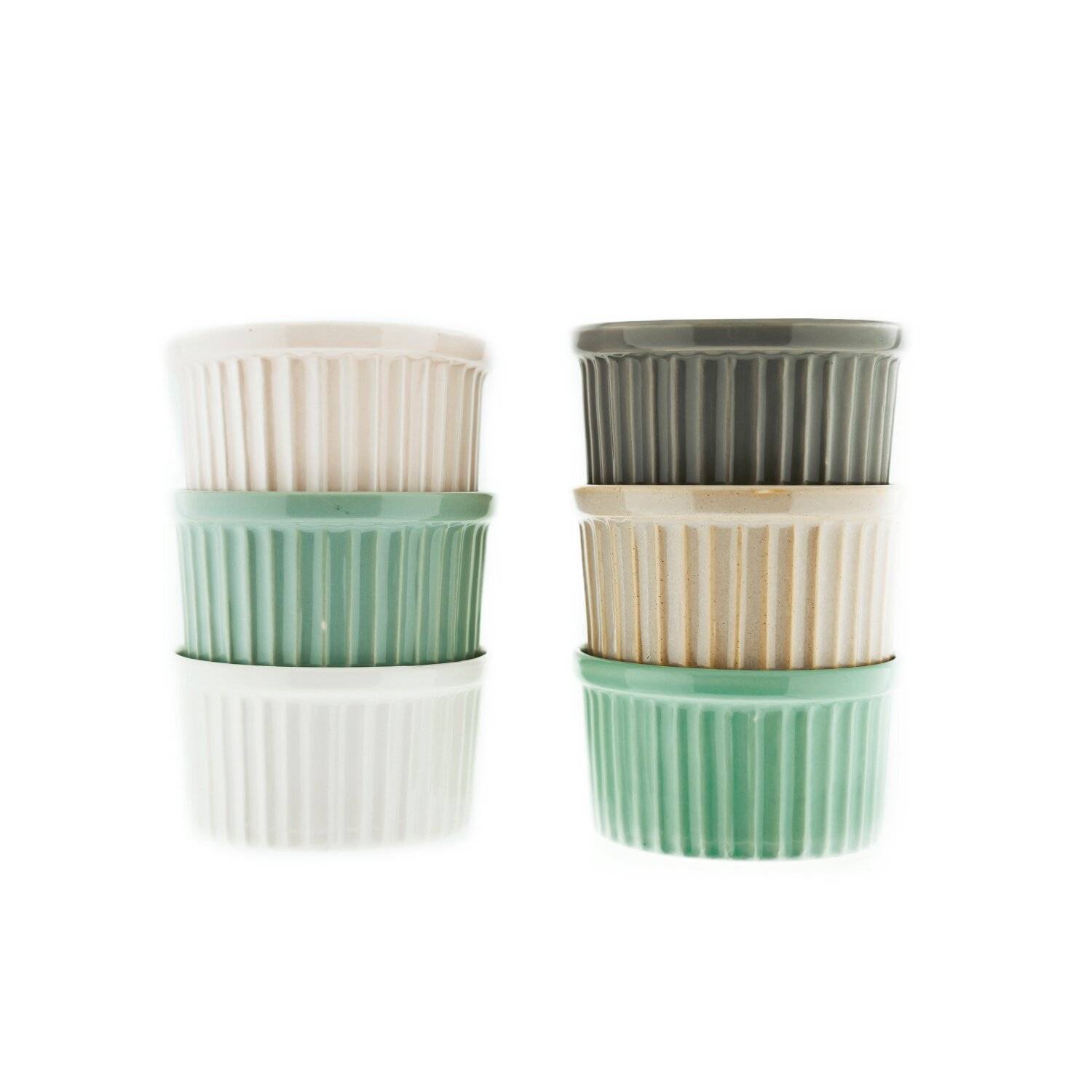 Almina 6 Teiliger Muffinform-Set Schale aus Porzellan Rund 180 ml Mehrfarbig