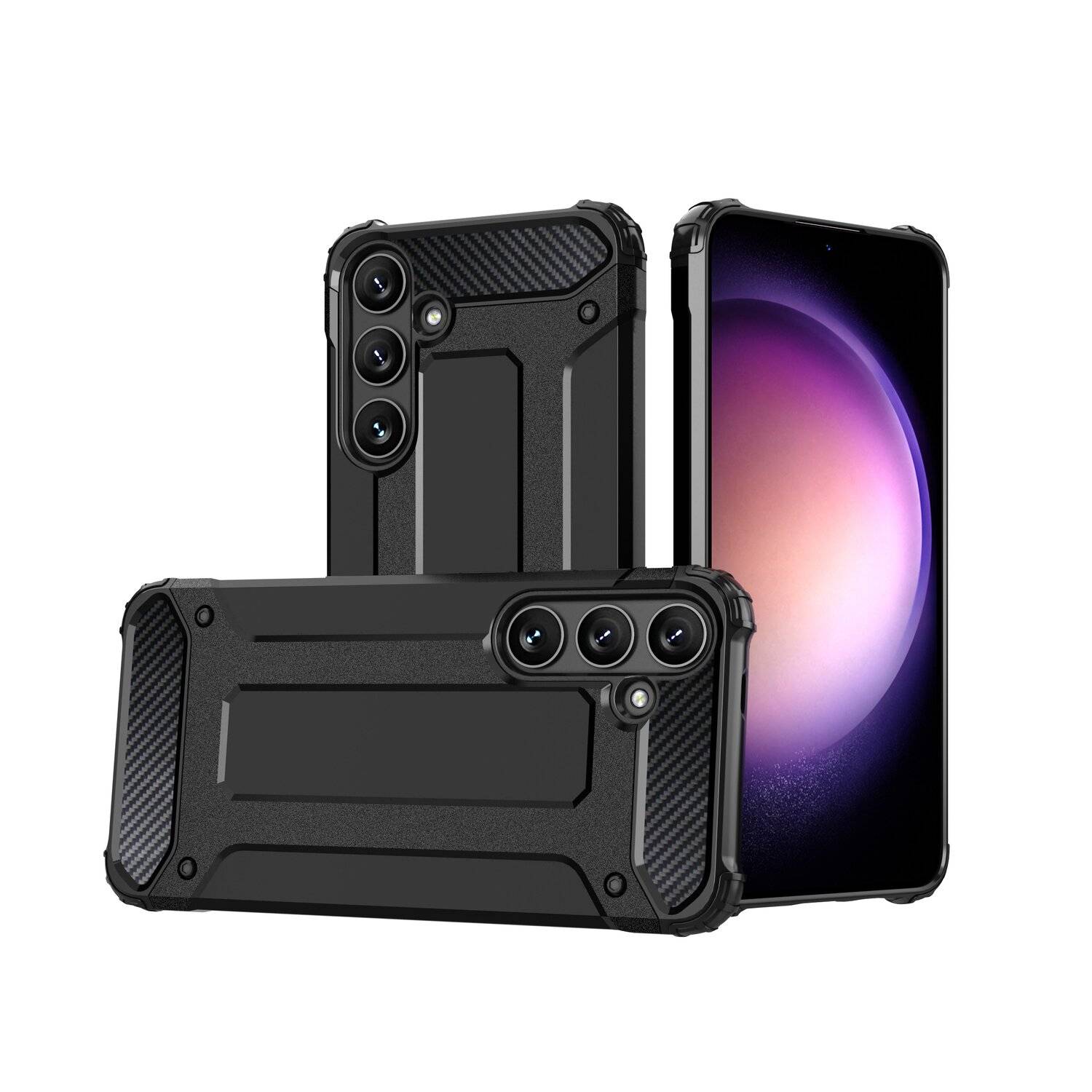 Panzerschale Outdoor Hülle "HYBRID" Bumper Stoßfest kompatibel mit Xiaomi Redmi 13C / Poco C65 Schwarz