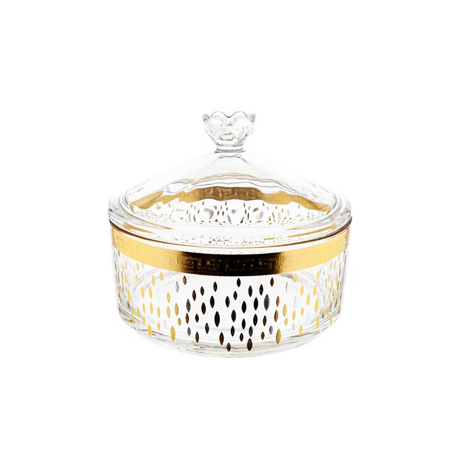 Almina 7 Teiliger Snack-Set Servierschalen für Snacks mit goldenen und silbernen Details Punktemotiv