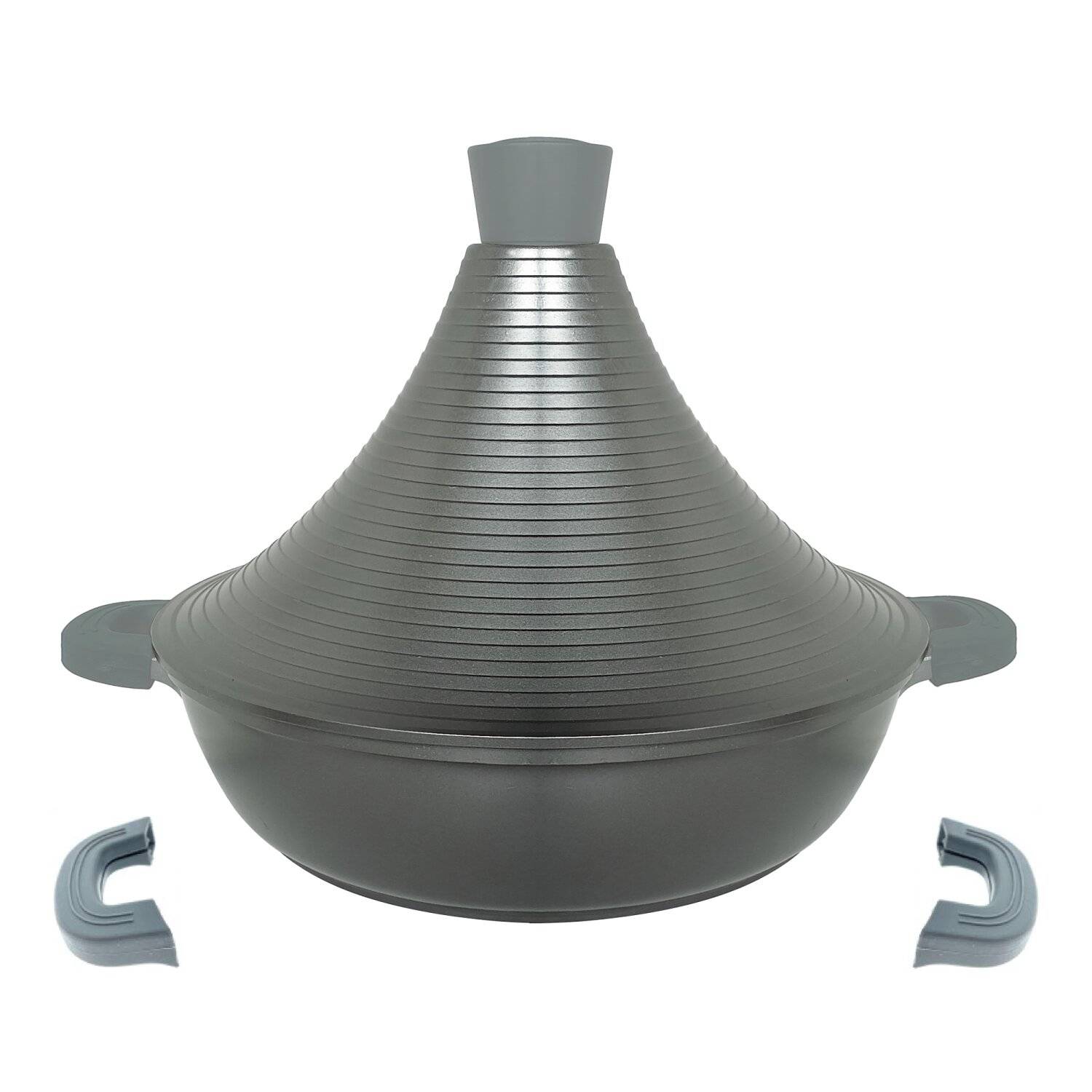 Aluguss Tajine Tagine Ø32cm Induktion Silikongriffe Gartopf Dampfgarer Bräte Grau