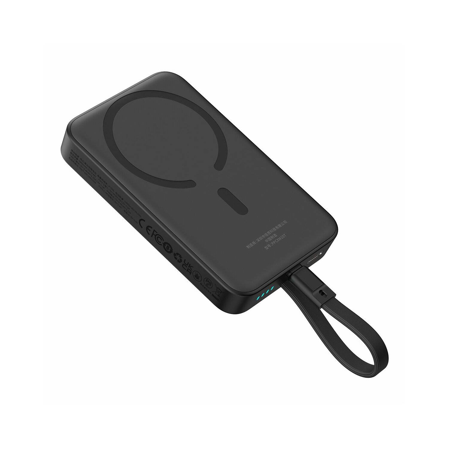 Baseus Magnetic Mini MagSafe 10000 mAh 30 W Powerbank mit integriertem USB-C Kabel + USB-C 60 W 0,3 m Kabel Schwarz