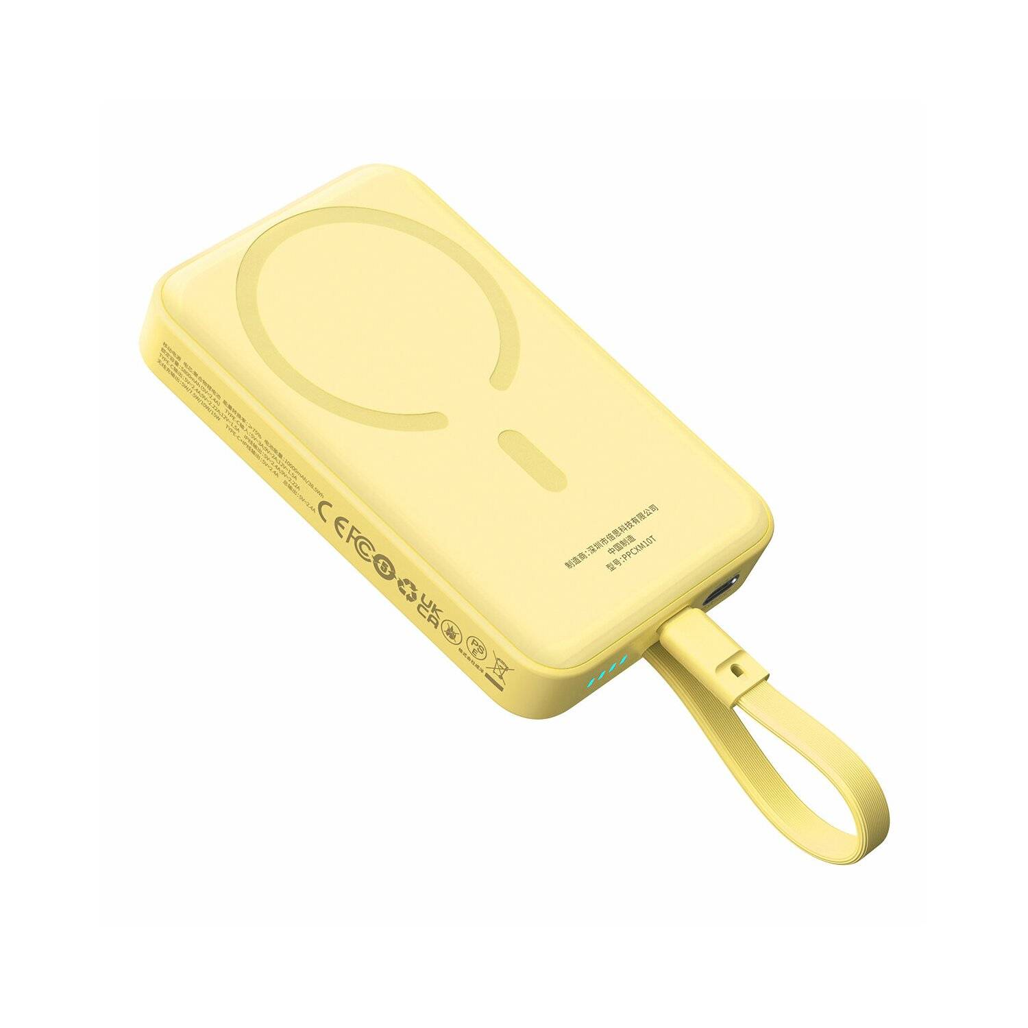 Baseus Magnetic Mini MagSafe 10000 mAh 30 W Powerbank mit integriertem USB-C Kabel + USB-C 60 W 0,3 m Kabel Gelb