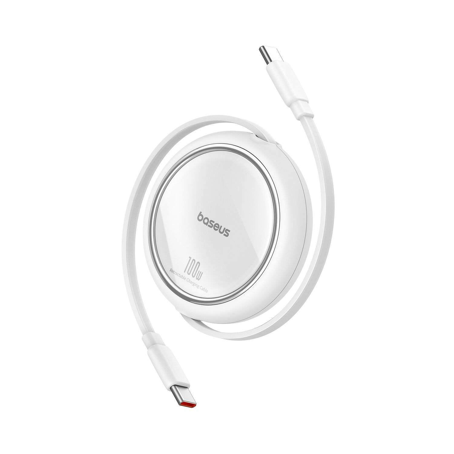 Baseus Free2Draw Mini USB-C – USB-C 100 W 1 m einziehbares Kabel Weiß