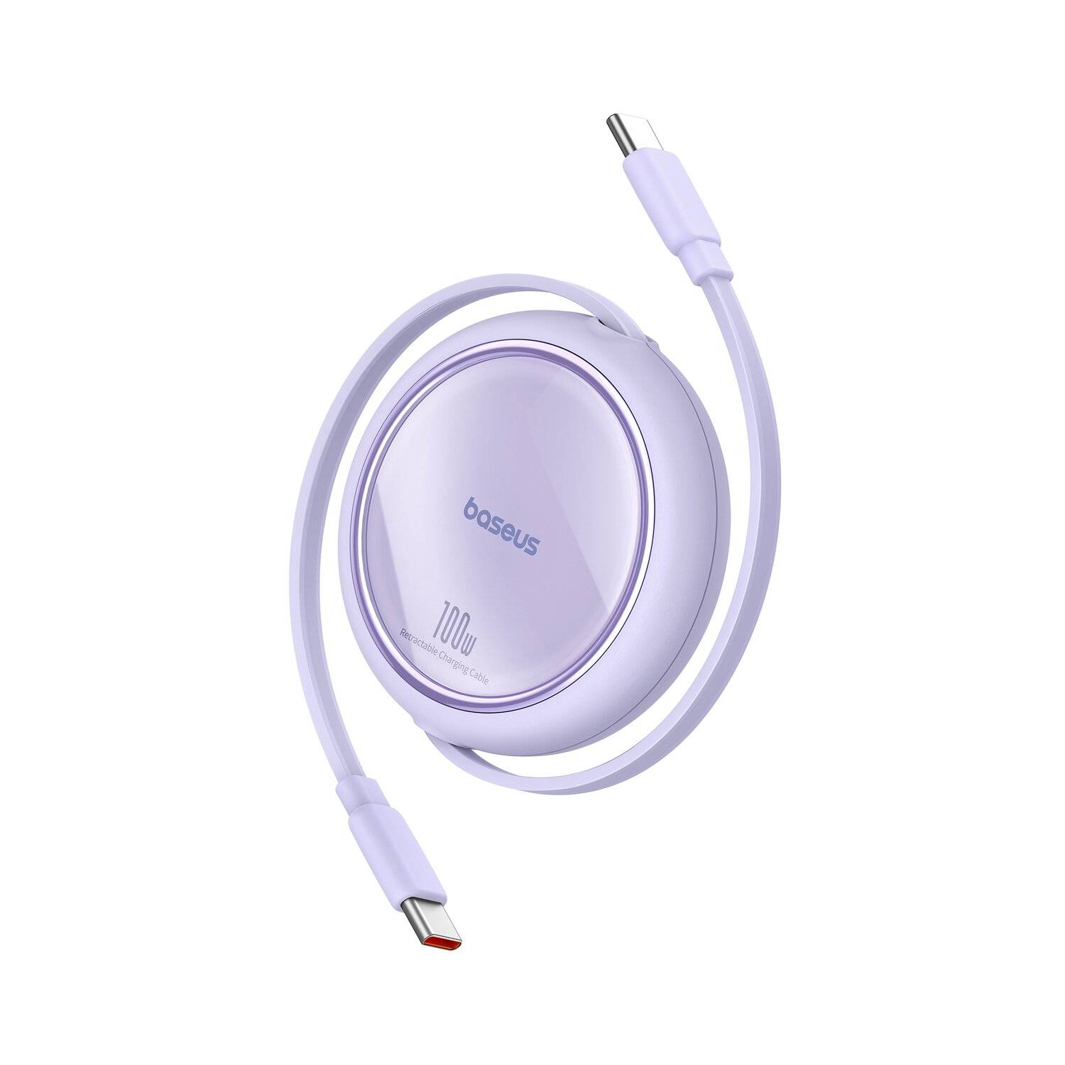 Baseus Free2Draw Mini USB-C – USB-C 100 W 1 m einziehbares Kabel Lila