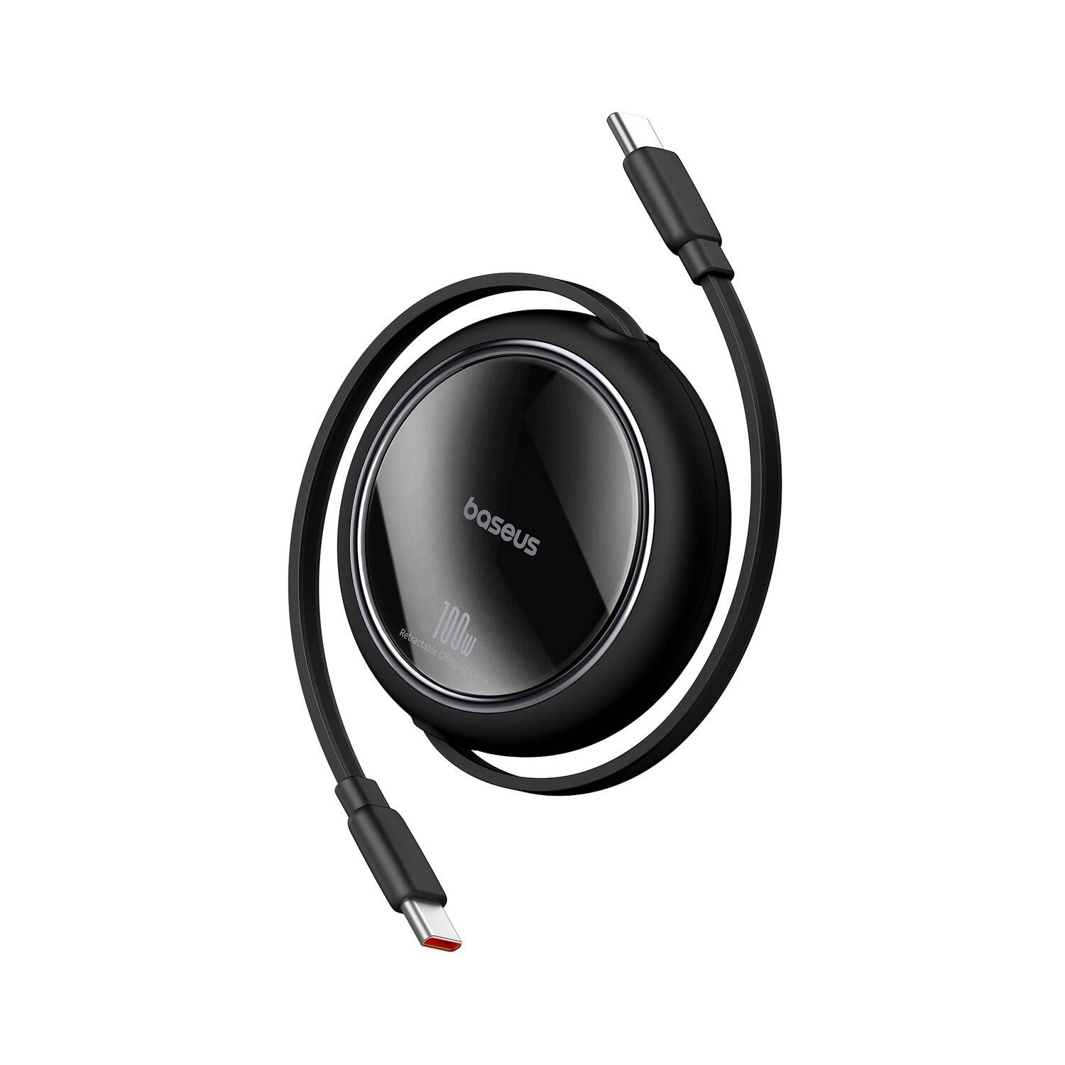 Baseus Free2Draw Mini USB-C – USB-C 100 W 1 m einziehbares Kabel Schwarz