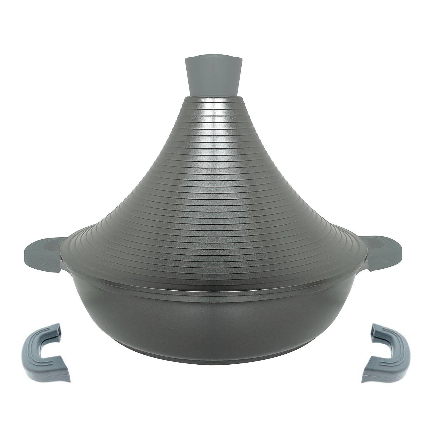 Aluguss Tajine Tagine Ø32cm Induktion Silikongriffe Gartopf Dampfgarer Bräter Grau