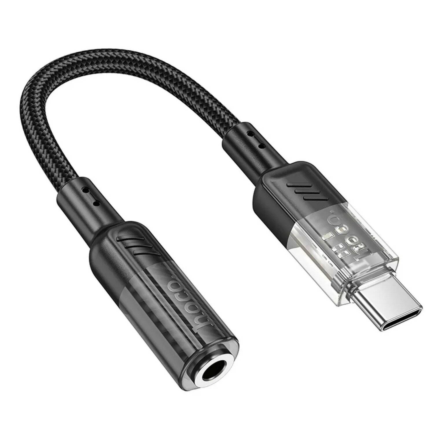 HOCO transparenter Adapter Typ C auf 3,5 mm Spirit LS37 Schwarz