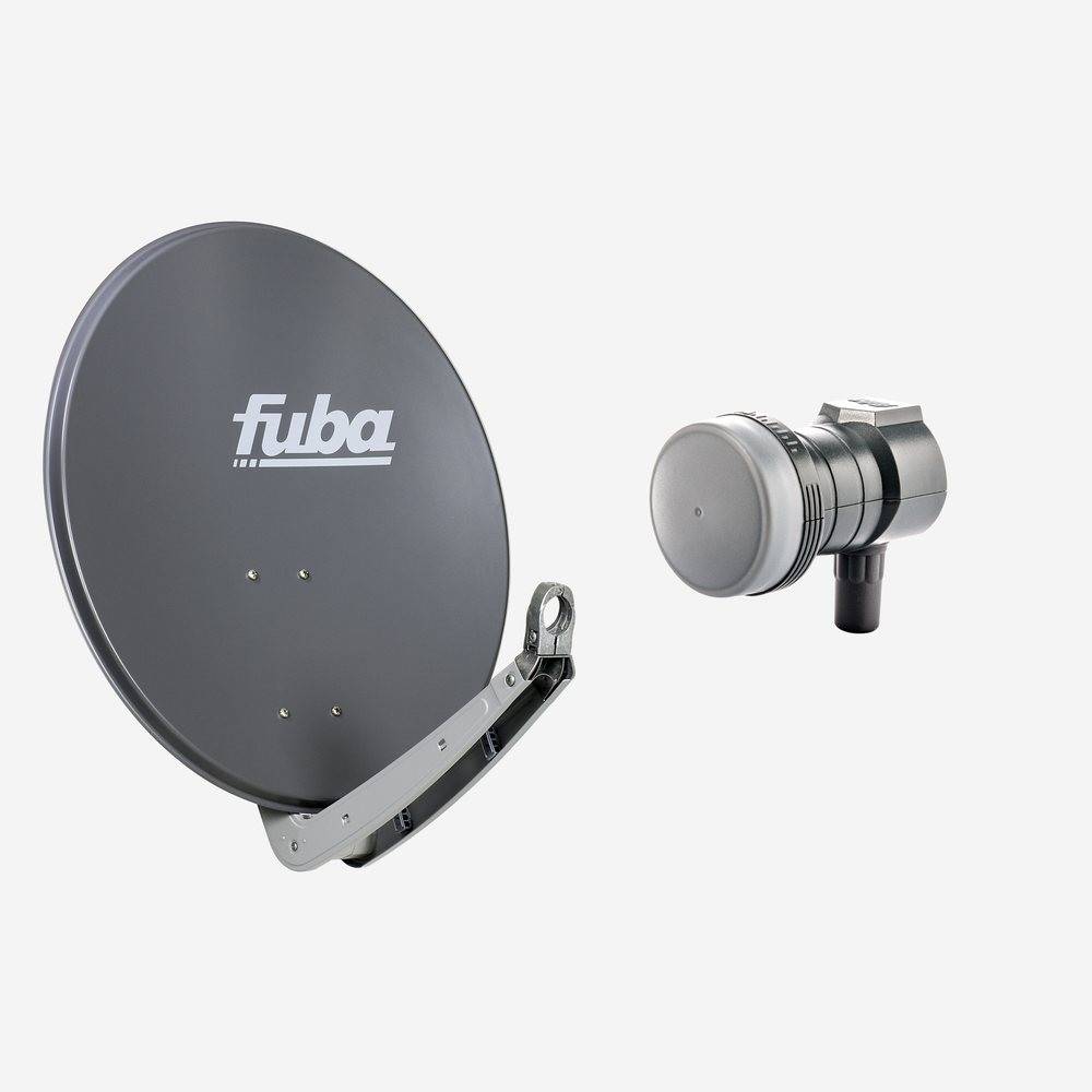 Fuba Sat Anlage 1 Teilnehmer | Satellitenschüssel Komplettset - DAA 650 A Sat-Schüssel 60x65cm Alu anthrazit + Fuba DEK 117 Single LNB 1 Teilnehmer