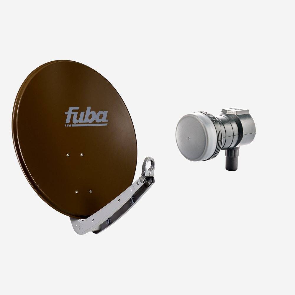 Fuba Sat Anlage 1 Teilnehmer | Satellitenschüssel Komplettset - DAA 650 B Sat-Schüssel 60x65cm Alu braun + Fuba DEK 117 Single LNB 1 Teilnehmer (DVB